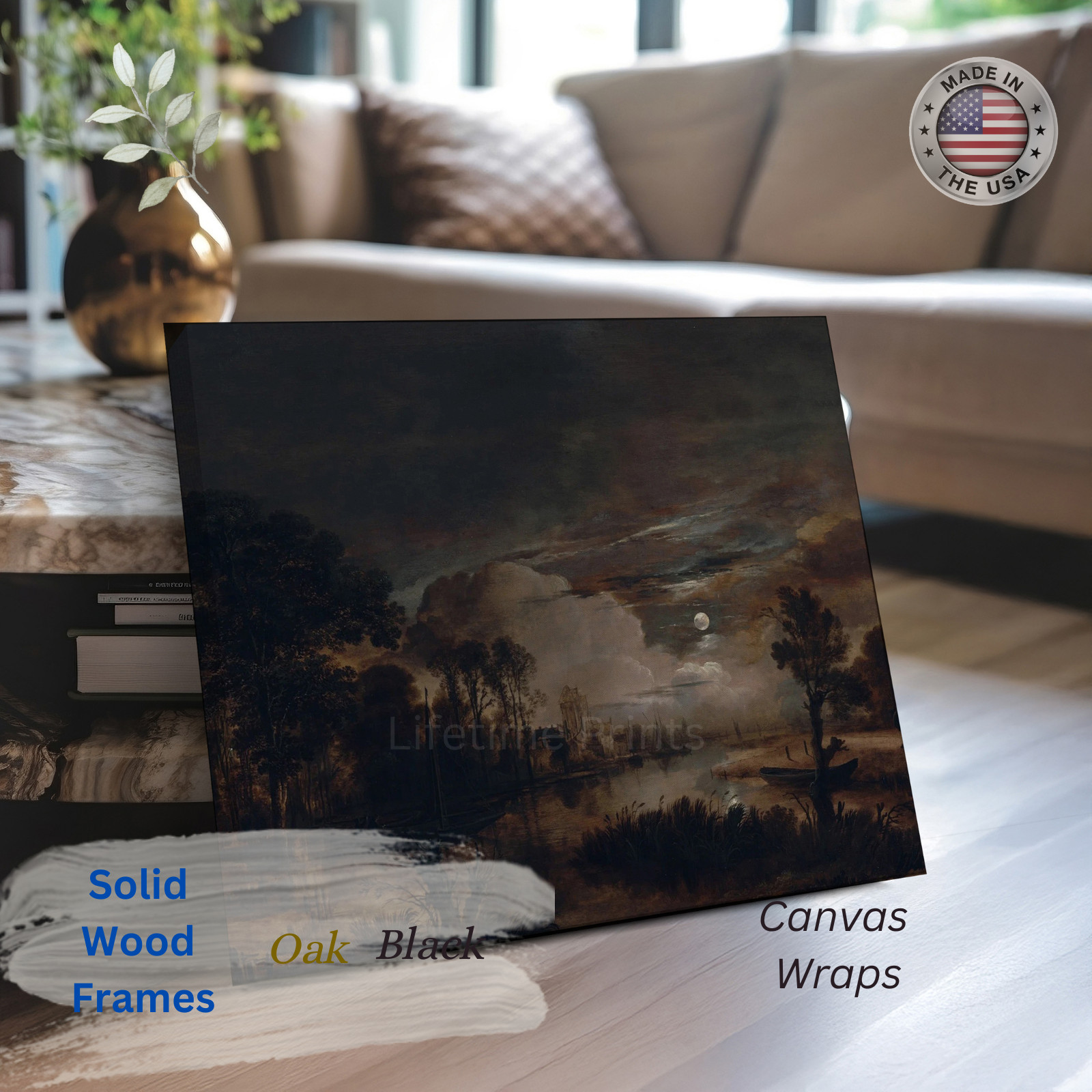 1647 Moonlit Landscape Painting Reproduction Giclee Canvas Print