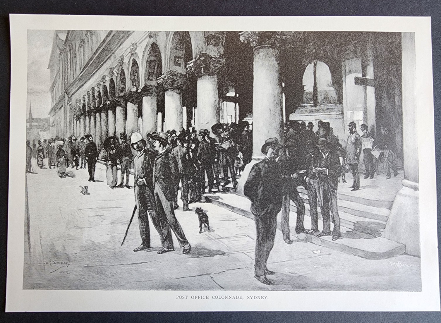 Antique (1888) Print – Post Office Colonnade – Sydney – Australia