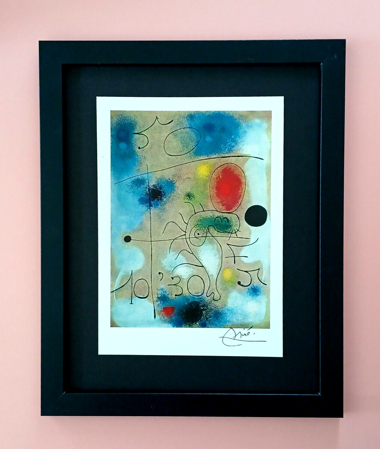 JOAN MIRO + BEAUTIFUL 1962 SIGNED PRINT + VINTAGE + FRAMED + BUY IT NOW!!