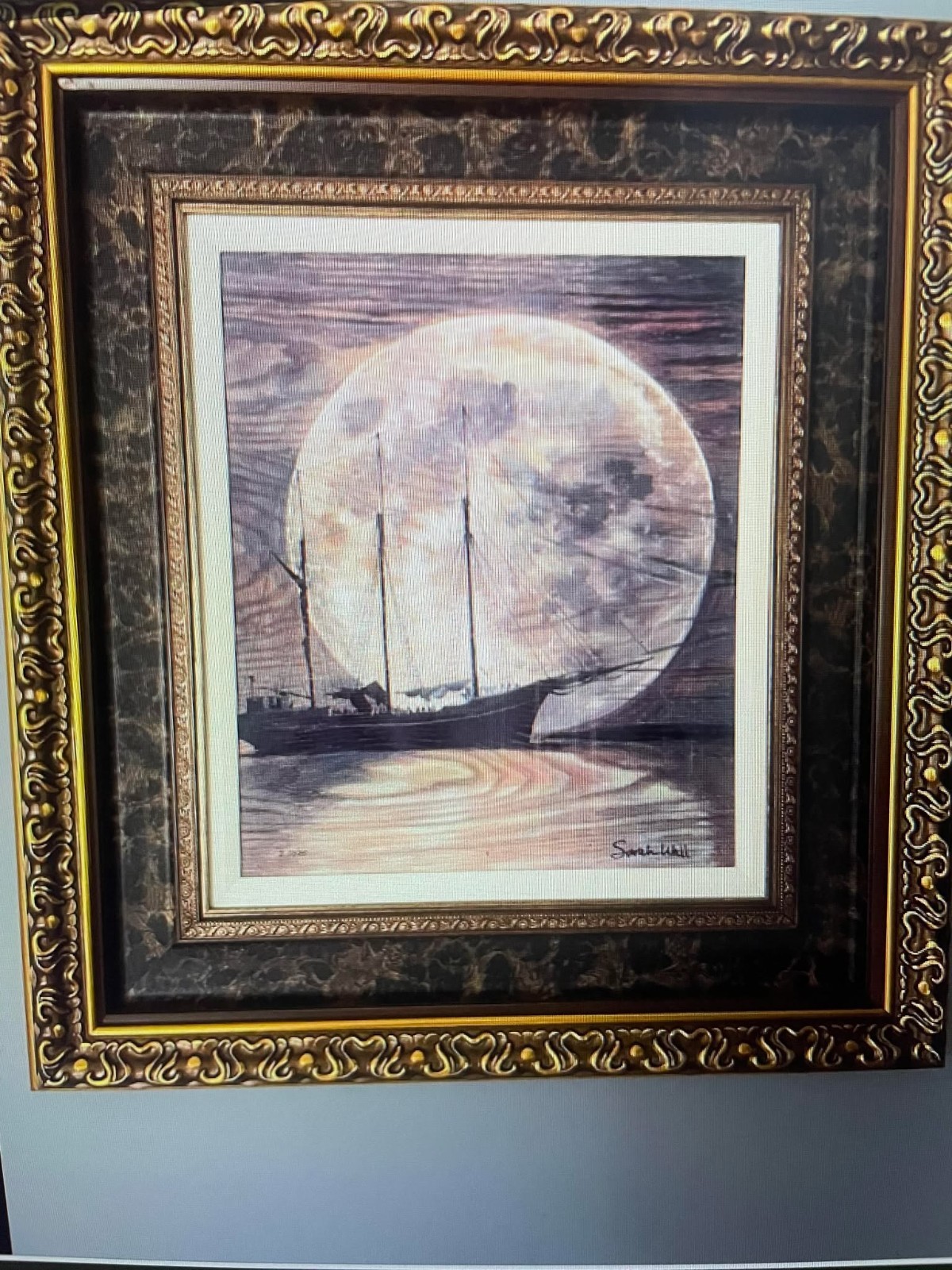 Sarah Wall “Moon Lit” 2022 18 7/8″ x 15 3/4″ Caldograph Limited Edition