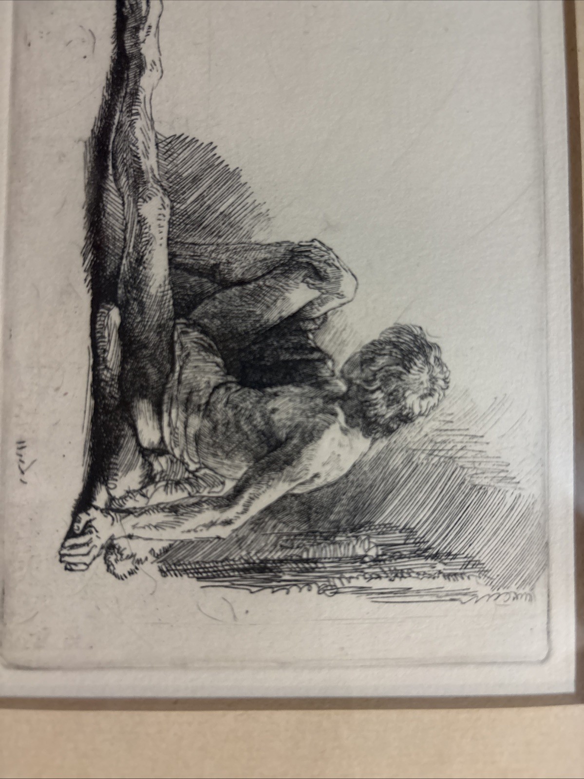 Man Sitting on ground | Rembrandt | 265/350 etching.