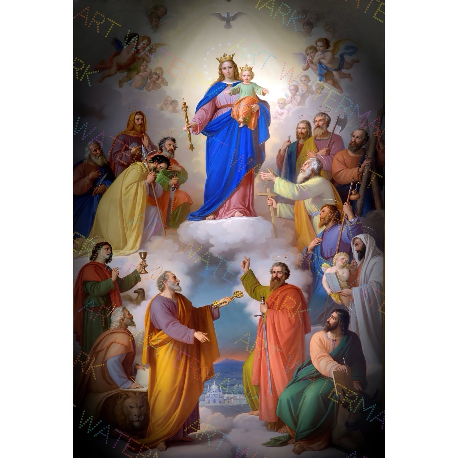 Mary Help of Christians on Canvas 28×40”, Jesus Mary Art Painting Picture