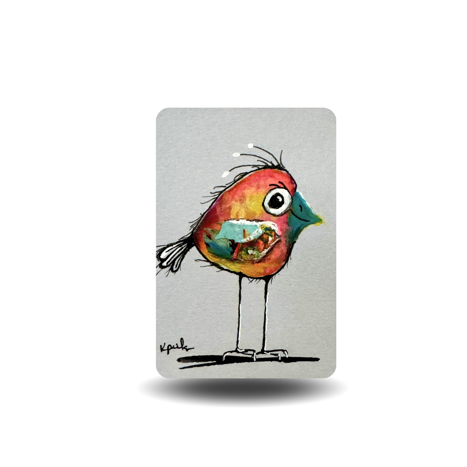 ACEO ATC Limited Edition Print /8 Bird Love Birds Animal Miniature Small Art