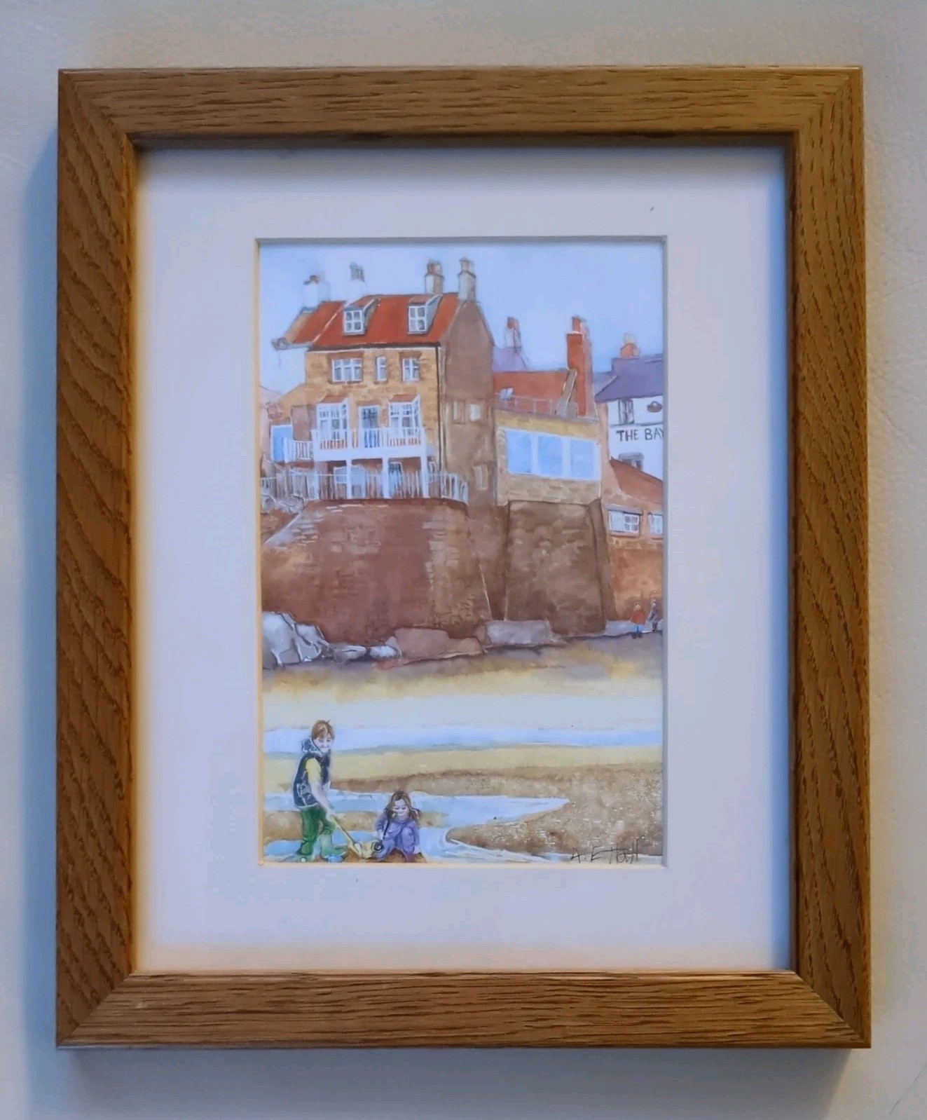 Framed Print Covet Hill & Beach Robin Hood’s Bay Nr Whitby- A.E.Hall H29 W24 cm