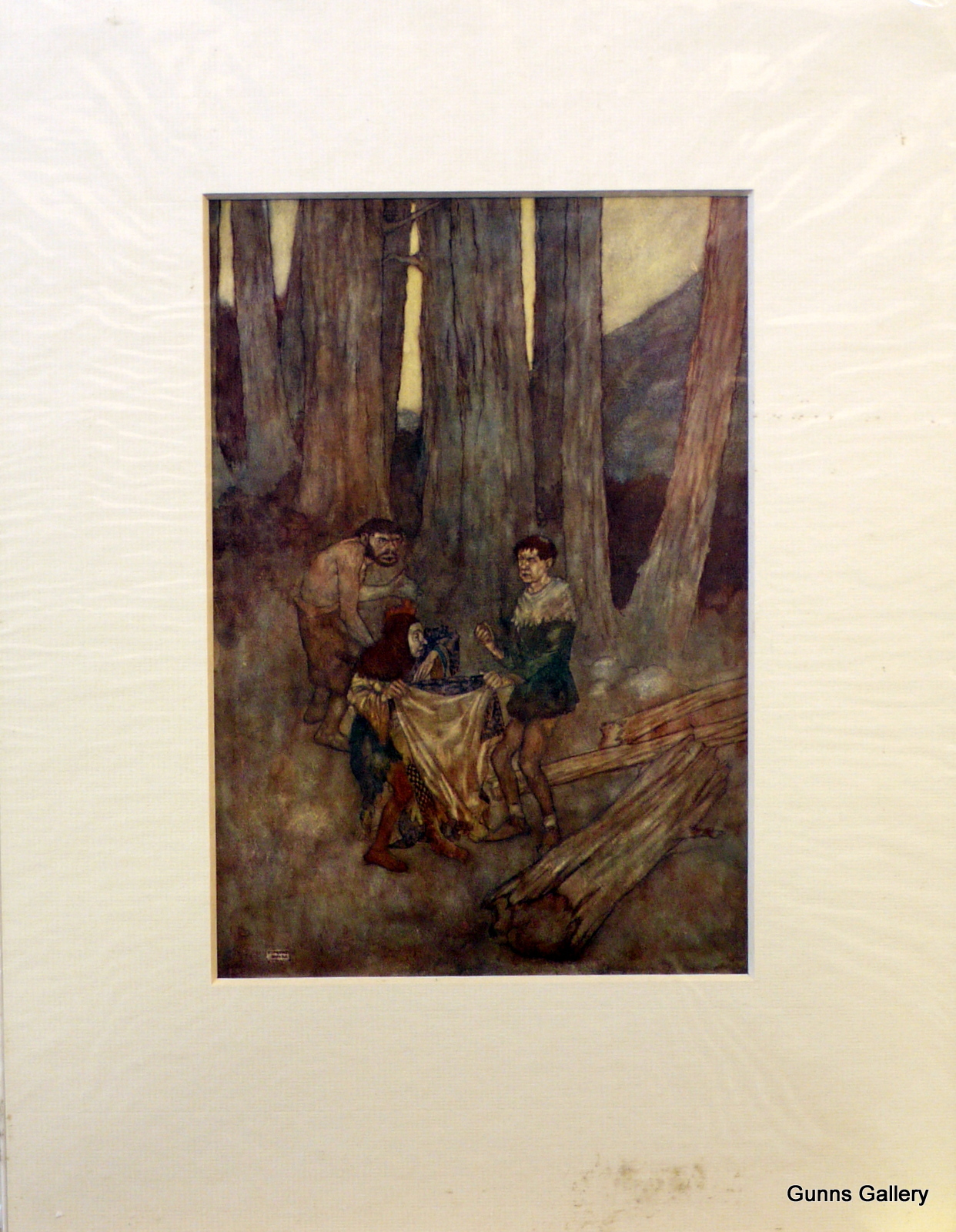 Original Vintage Matted Print Edmund Dulac c1908 The Tempest Trinculo