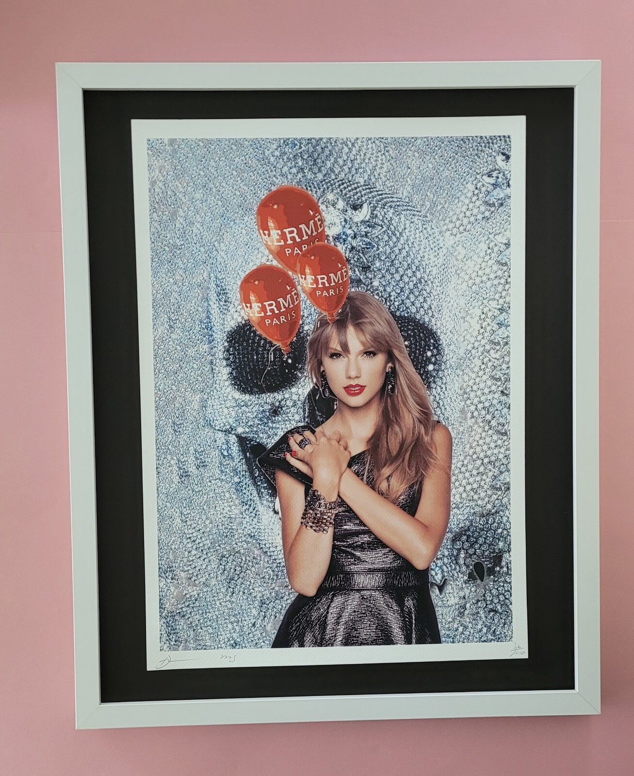 Death NYC Large Framed 16x20in Pop Art Graffiti COA Taylor Swift Hirst Skull #5