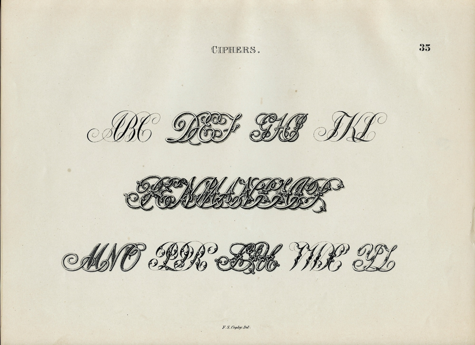 Ciphers Monograms – 1877 Frederick S. Copley vintage calligraphy alphabet print