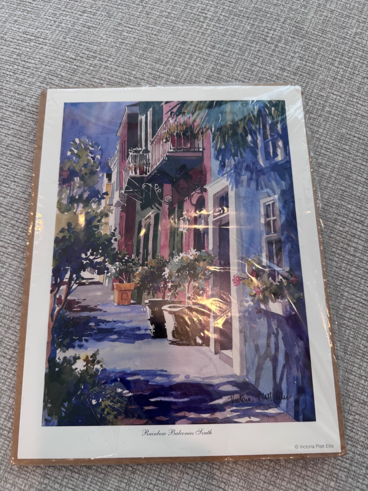 Victoria Platt Ellis “Rainbow Balconies South”Art Print Charleston SC 8″ X 10.5