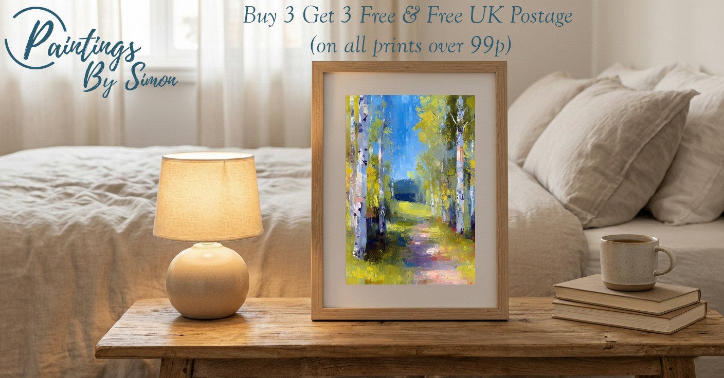 Birch Tree Woodland Path 5″x7″ Print on Matte Paper | Peaceful Forest Oil