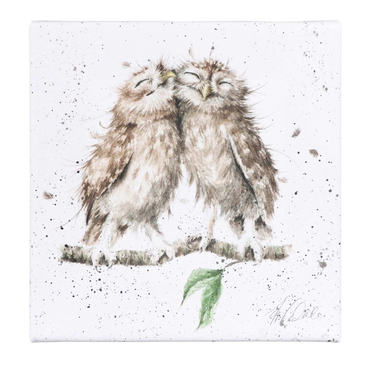 Wrendale Birds of a Feather 20cm Canvas – Handmade Owl Wall Art by Hannah Dale