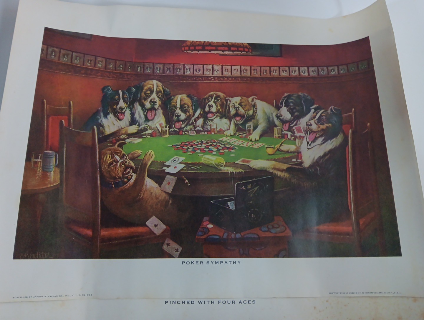 C M Coolidge Dogs Playing Poker Lot Prints 5pc Set 16x12in No Frames See Photos