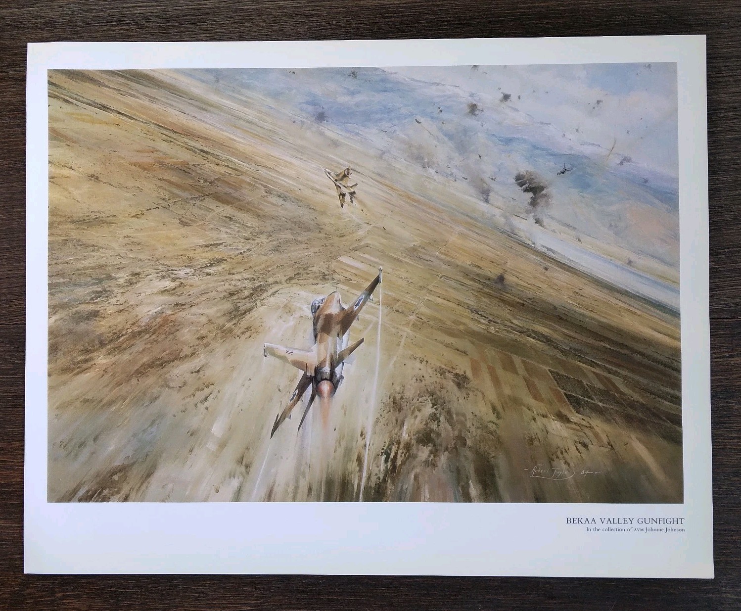 Vtg Robert Taylor Aviation Art Print Bekaa Valley Gunfight F-18 Falcon MiG23