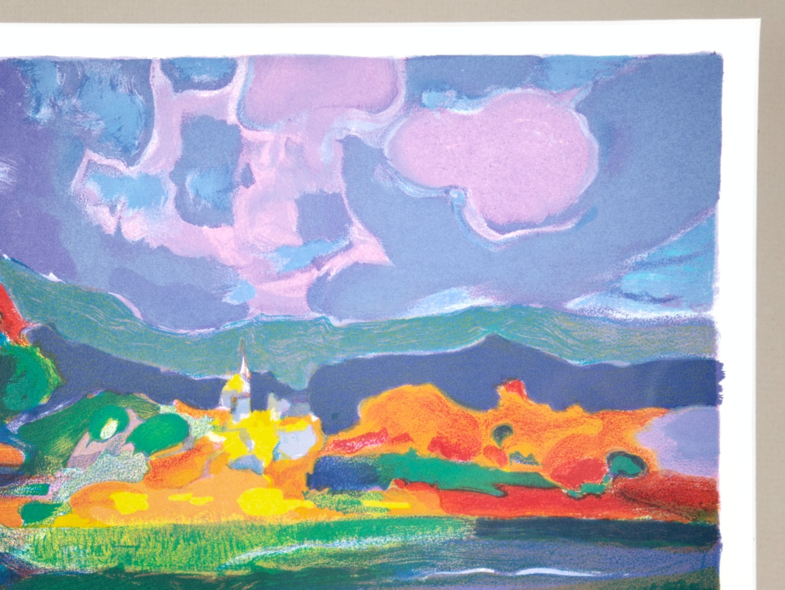 MARCEL MOULY Color Lithograph Hand Signed 280/300 Landscape Graphic Framed