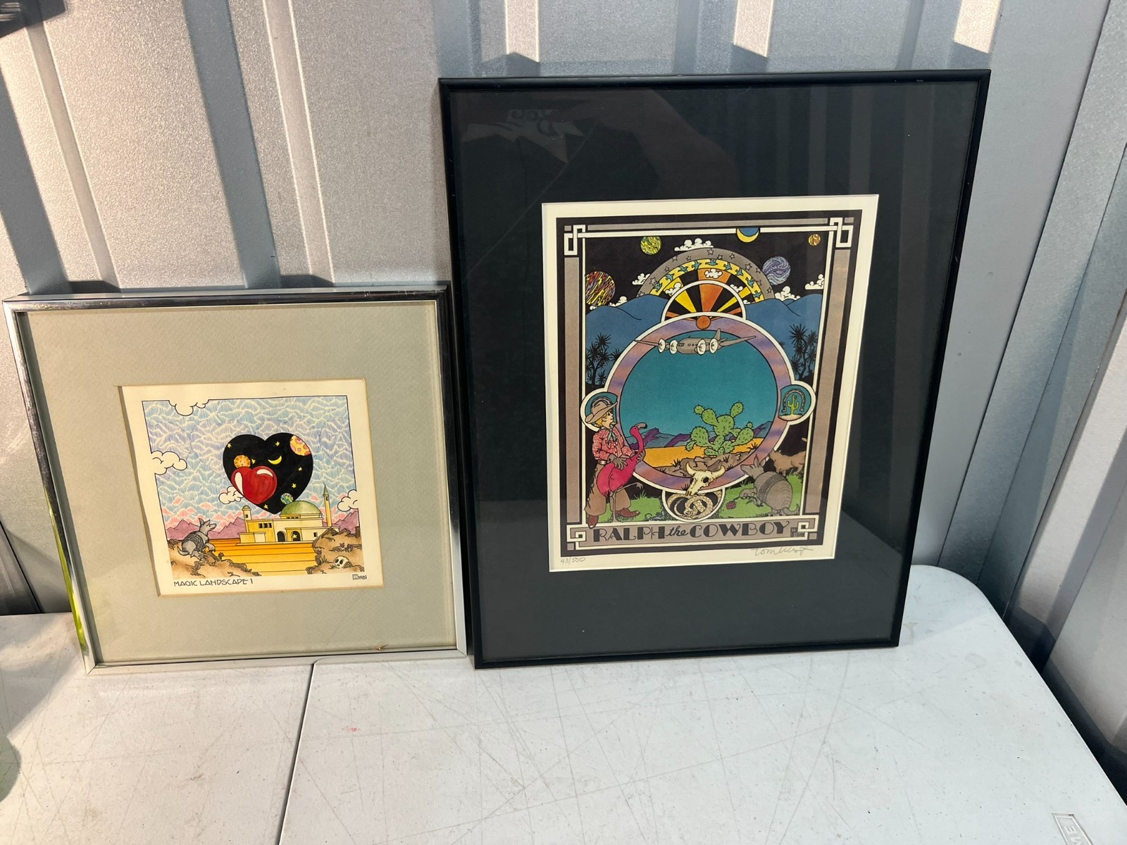 Lot of 2 Framed Southwest Art Prints Ralph The Cowboy Signed 43/500