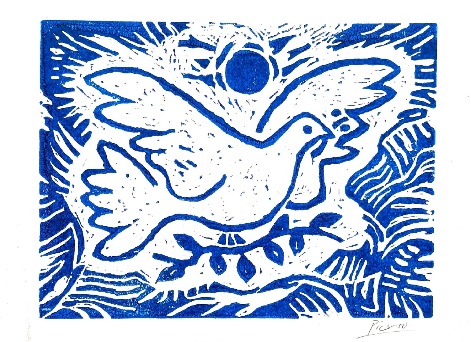Pablo Picasso Original linocut hand signed printed from an original block
