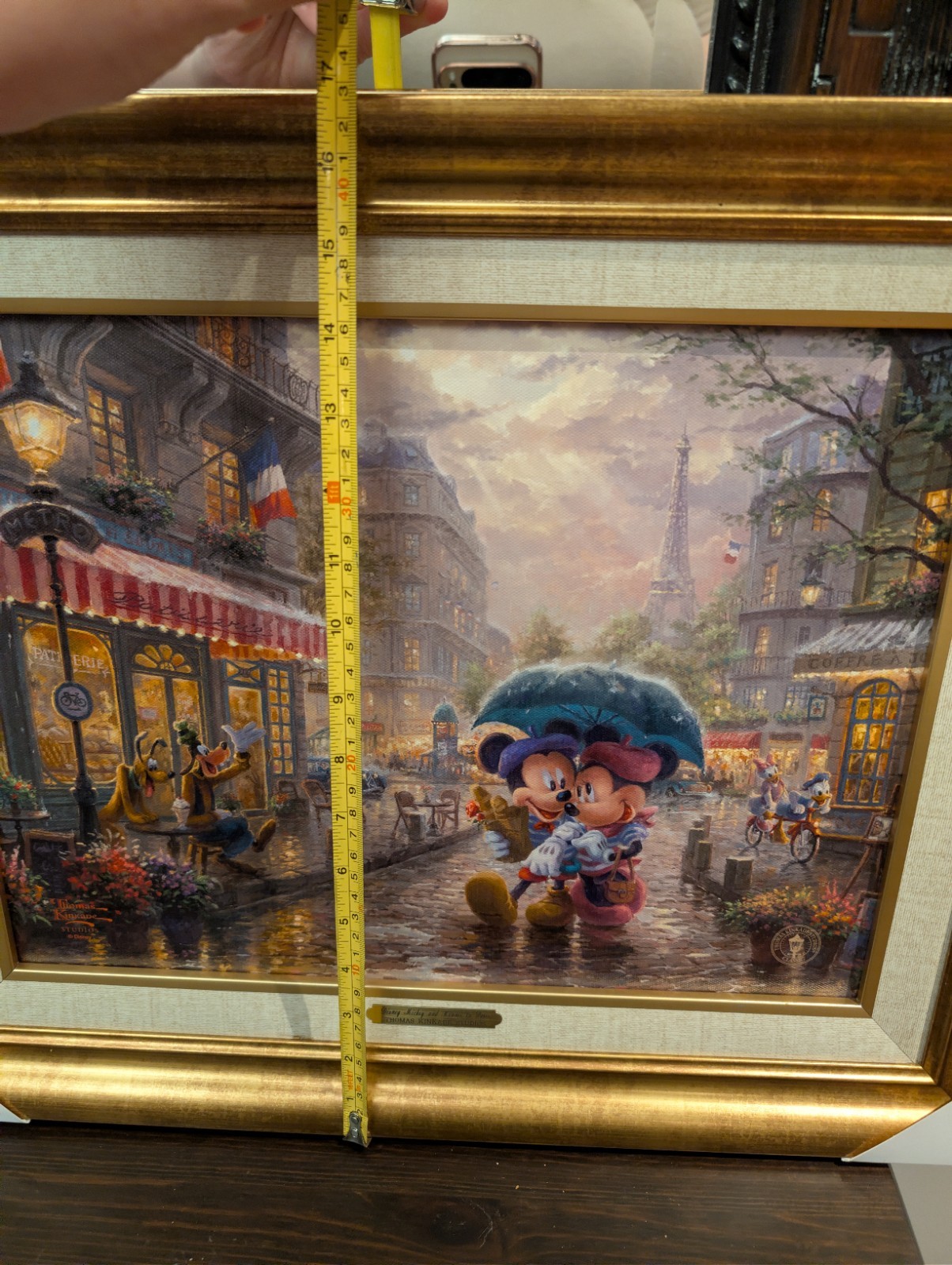 Thomas Kinkade Studios Disney Mickey & Minnie in Paris Framed Authentic