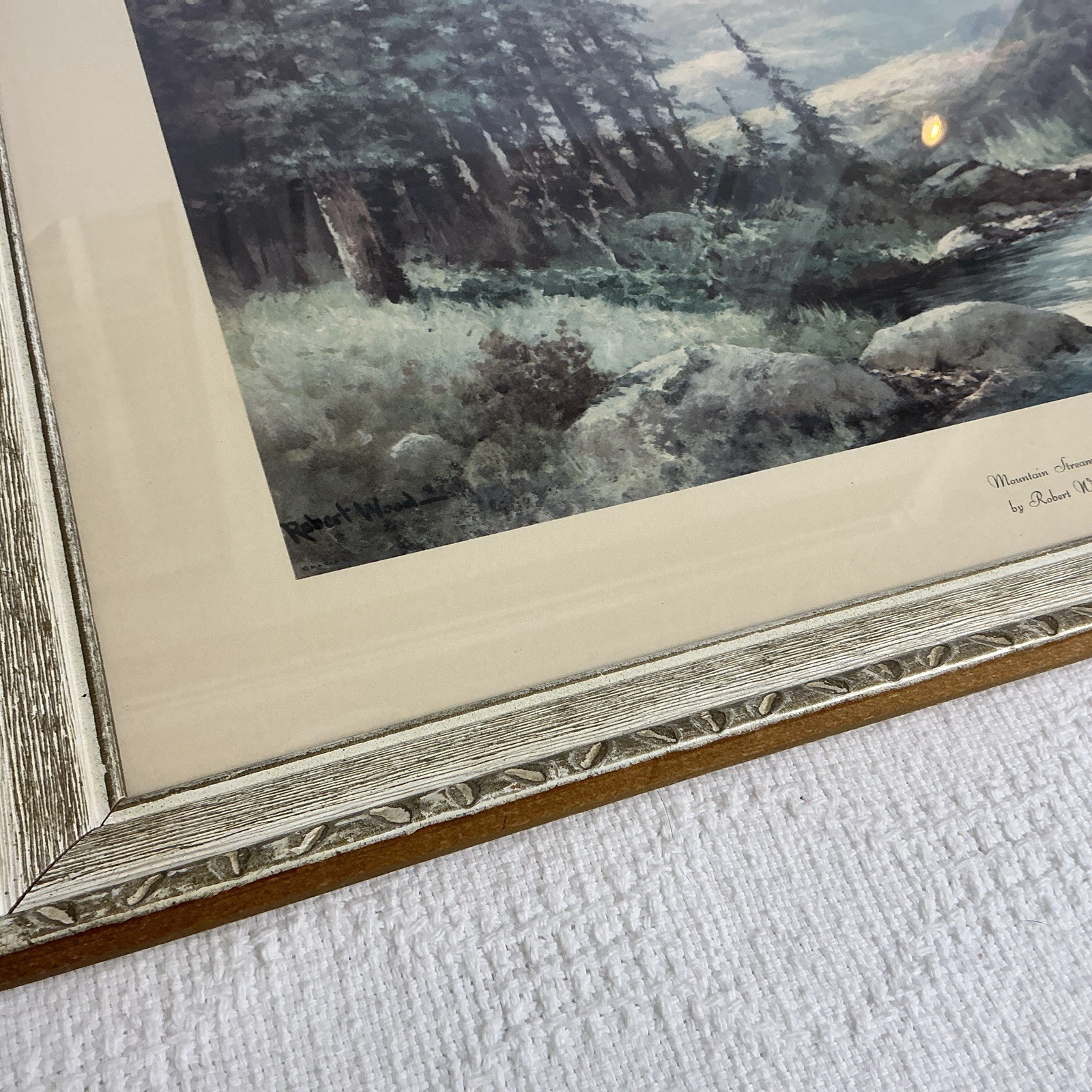 Vintage Robert Wood Mountain Stream Framed Print 18.5x22in