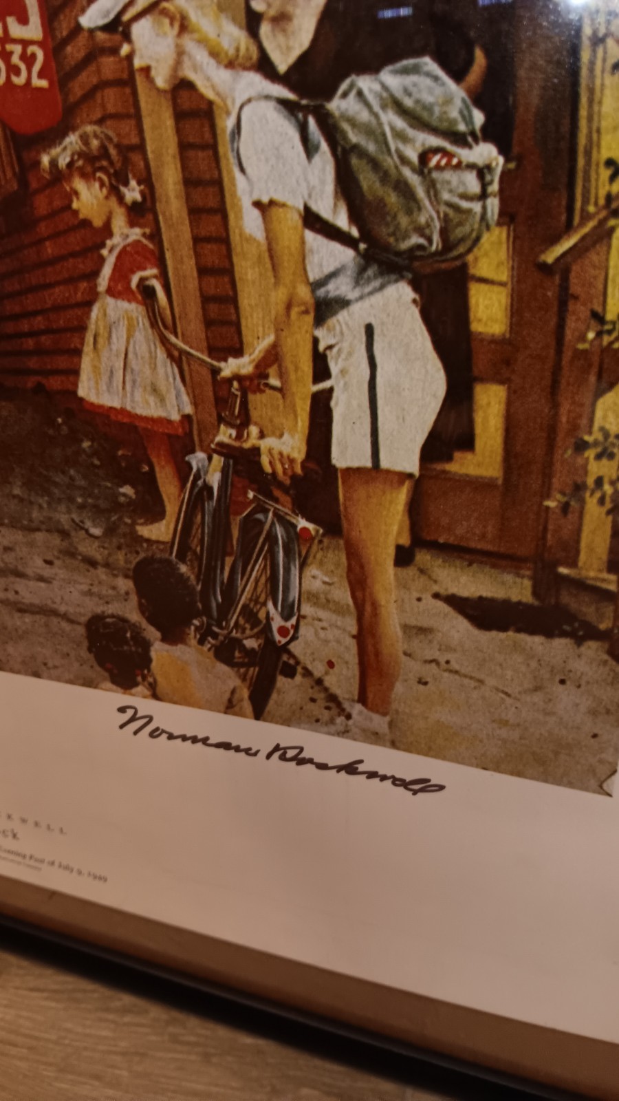 Rare Norman Rockwell “Roadblock” Hand Signed Offset Lithograph Excellent ! 1972