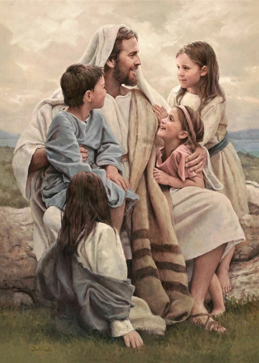 Jesus & Children vintage art 11″X14″ GLOSSY POSTER PRINT antique painting