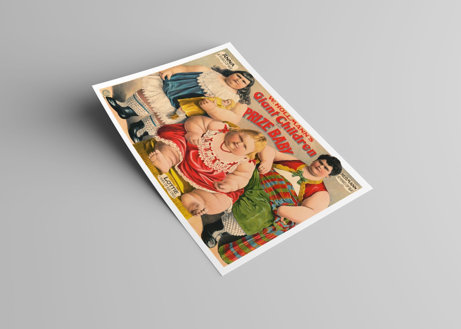Giant Children Poster 1902 Vintage Circus Sideshow Carnival Freak Show Art Print