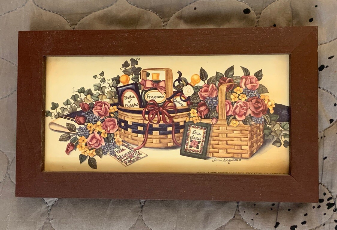Potpourri and Perfume Art Print In Wood Frame Laurie Korsgaden 4.5″x8.5″