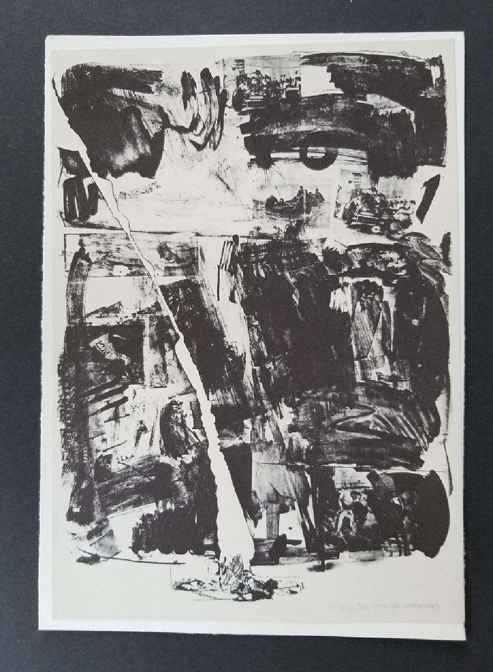 Robert Rauschenberg “Accident” Mounted b/w offset Lithograph 1973
