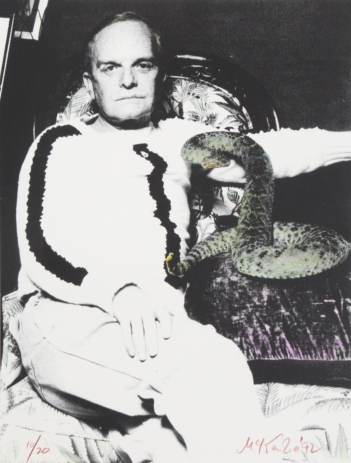 Michael McKenzie, Truman Capote and Snake, Screenprint, signed and numbered in p