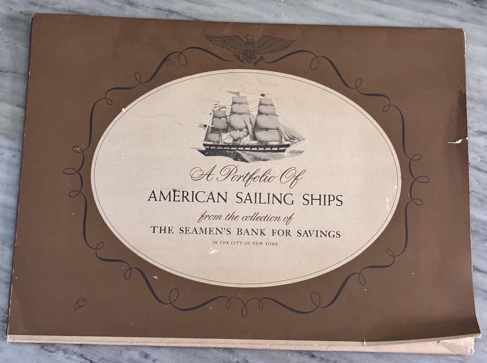 Vintage A Portfolio of American Sailing Ships Seamens Bank, New York 4 Ships