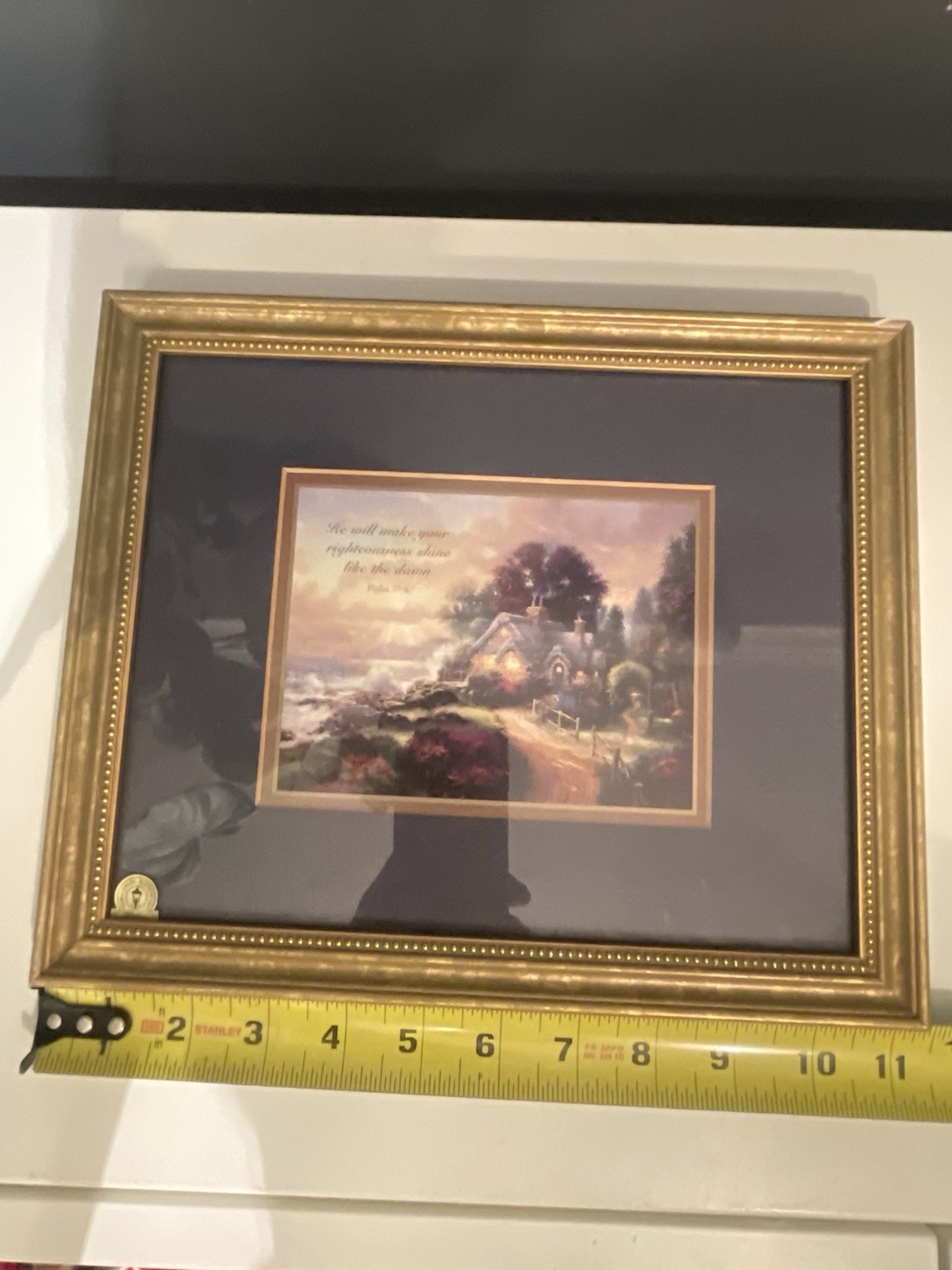 Thomas Kinkade Framed Print Psalm 37:6 Cottage Accent Print w/ COA Gold Frame