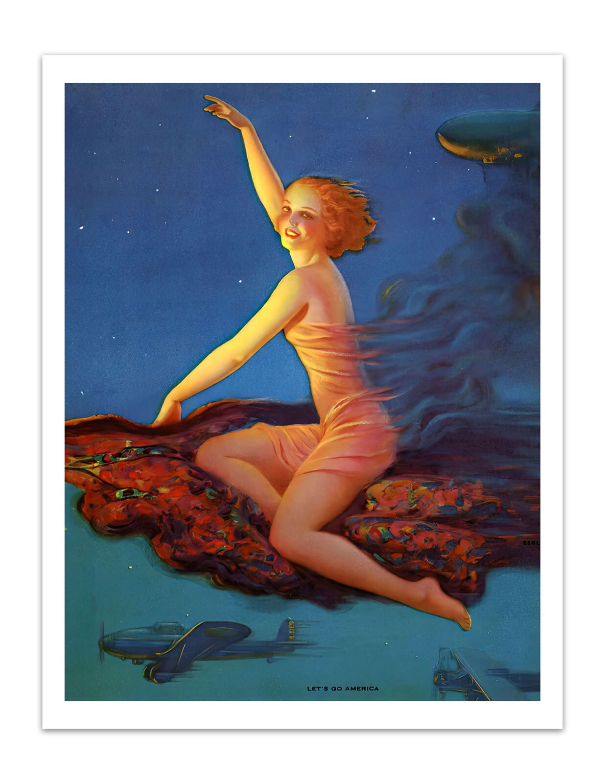 Edward Eggleston “LET’S GO AMERICA” Vintage 1930s Art Deco Poster Reprint 22×17″