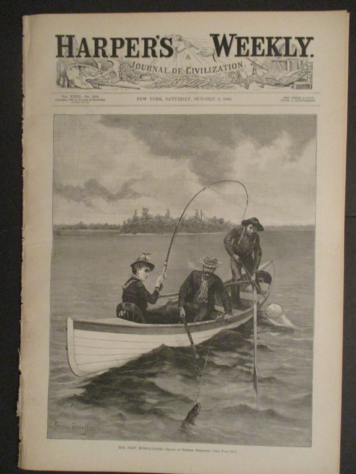 1888 F REMINGTON LADY FISHING RACE HORSE YELLOWSTONE ROUTE PITTSBURGH COURTHOUSE