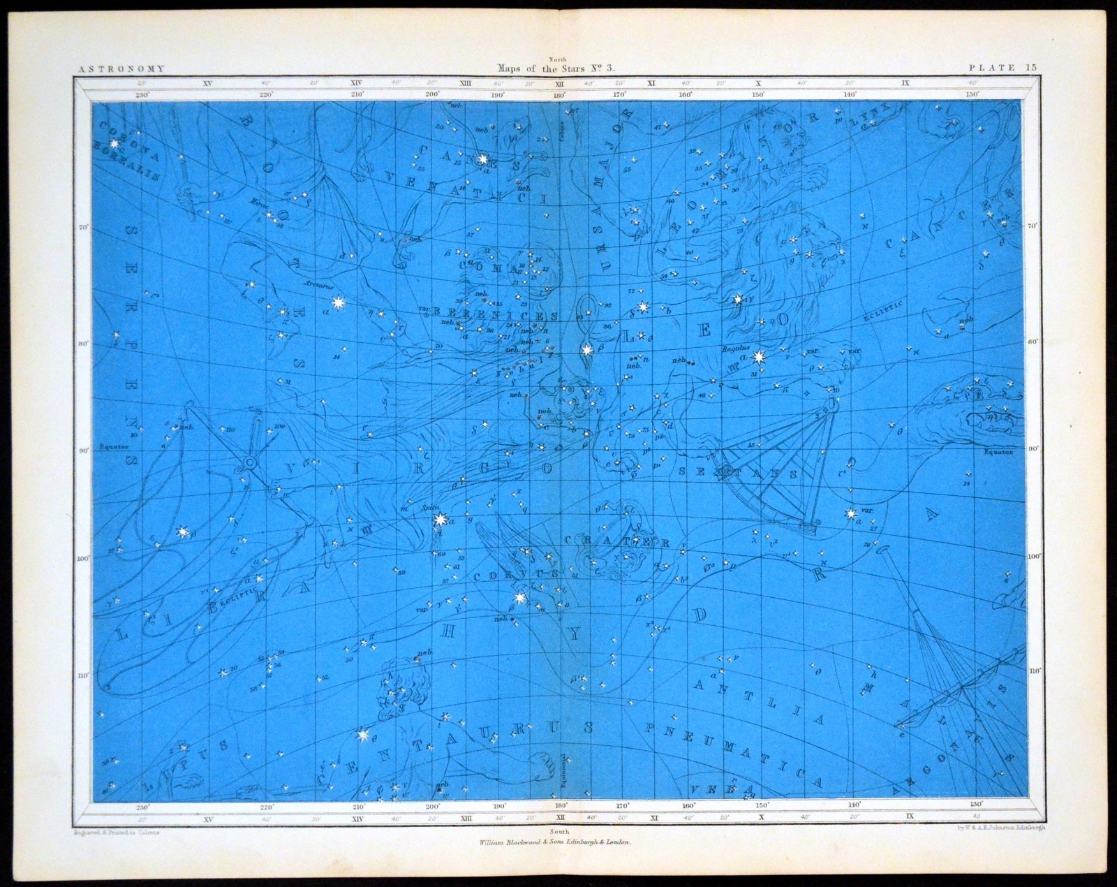 MAPS OF THE STARS #3 1856 Alex Johnston ANTIQUE CHART