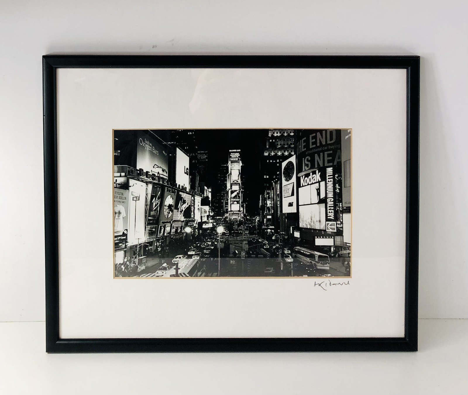 Aki Davis, Black & White View Of Time Square At Night Framed Print, 37cm x 30cm
