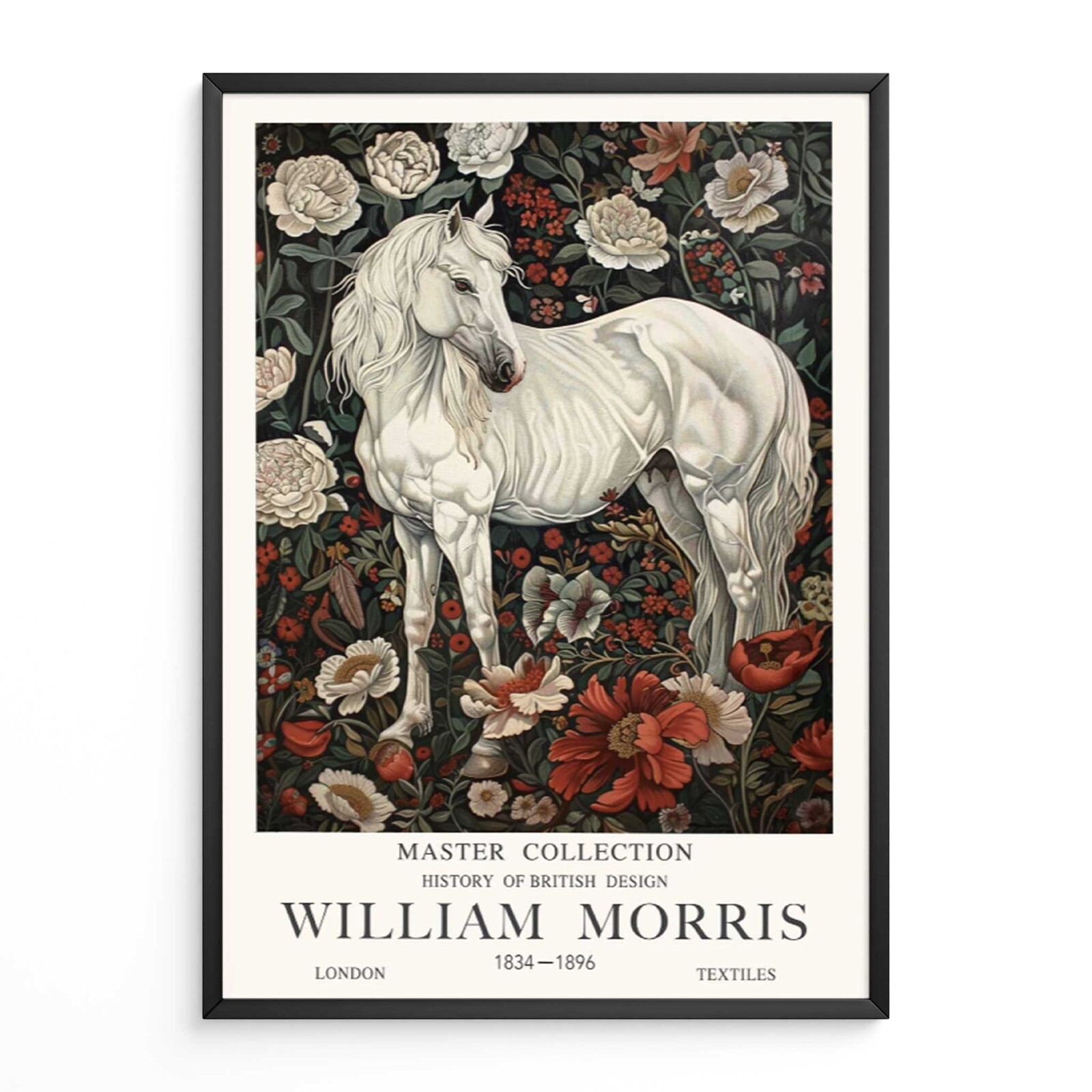 Horse Print William Morris Floral Botanical Vintage Wall Art – LivingRoom 16×20