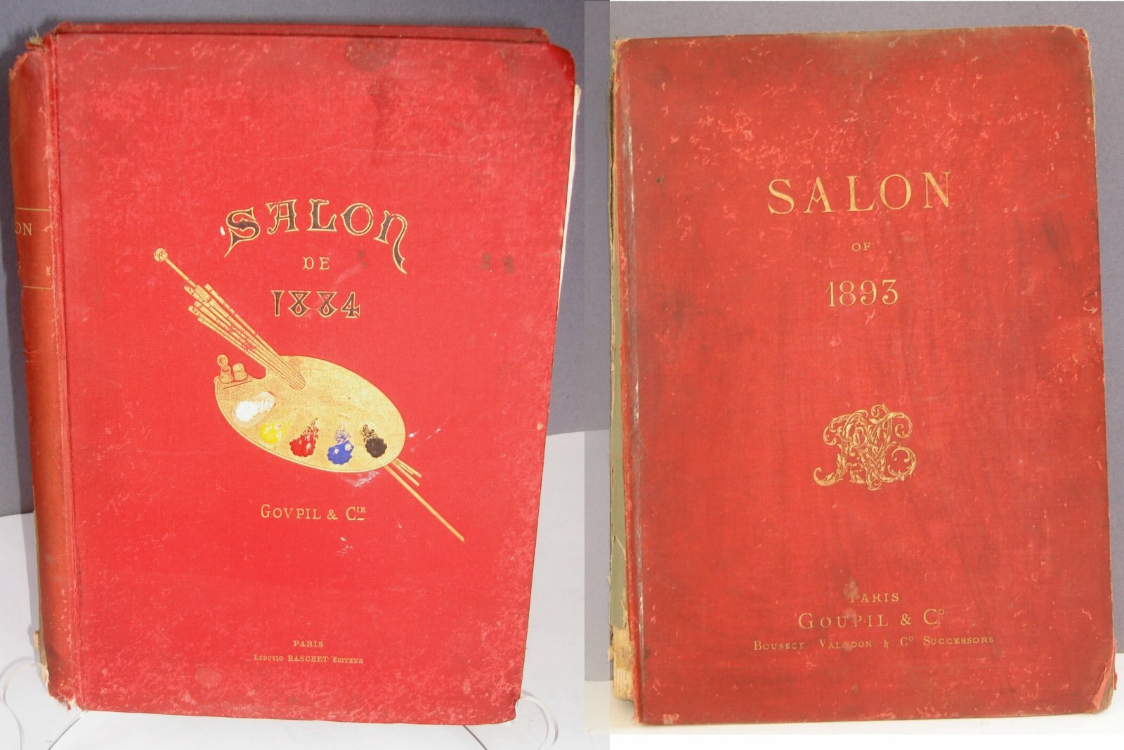 1884 French Salon Collection of European Masters Two Fine Art Antique Volumes