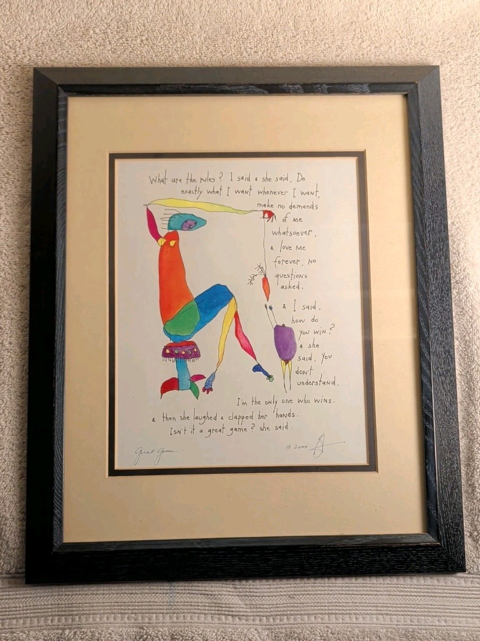Story People Brian Andreas “Great Game Signed Year 2000 16″ x 13” Frame