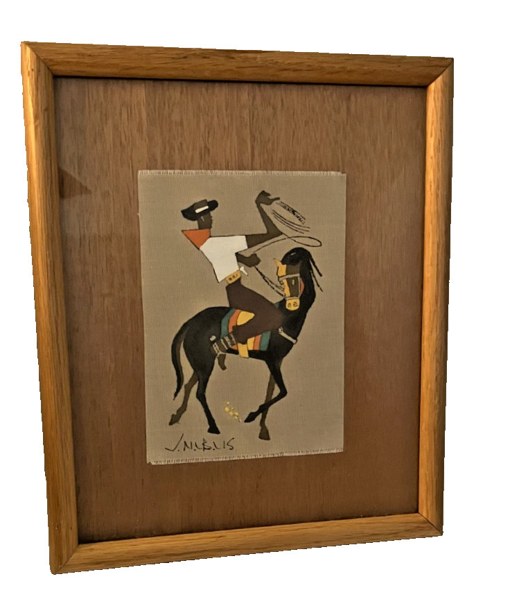 1950’s VIRGILIO NABAIS Cubist Modern Painting Linen on Wood Veneer MCM