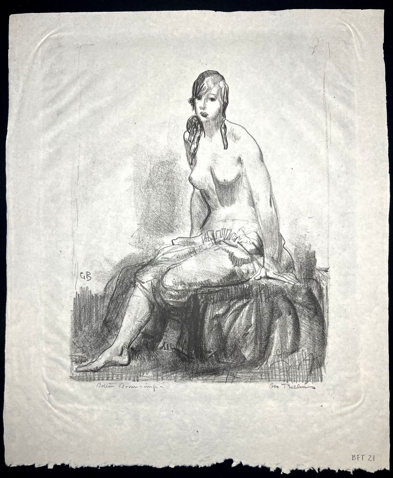 Morning, Seated Figure-George Bellows-1920s Signed Lithograph