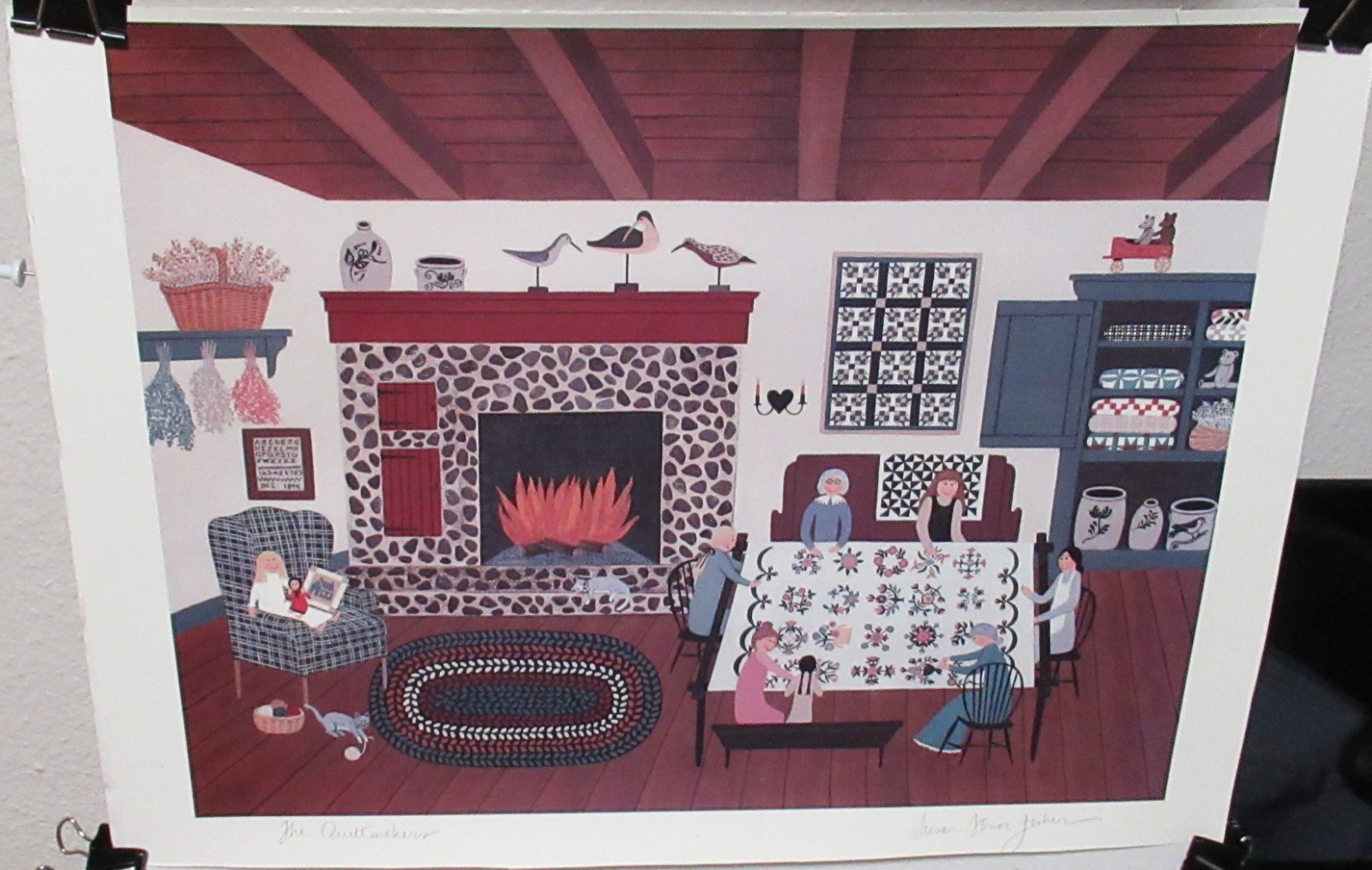 SUSAN FISHER “QUILT FEST” HAND SIGNED IN PENCIL COLOR LITHOGRAPH