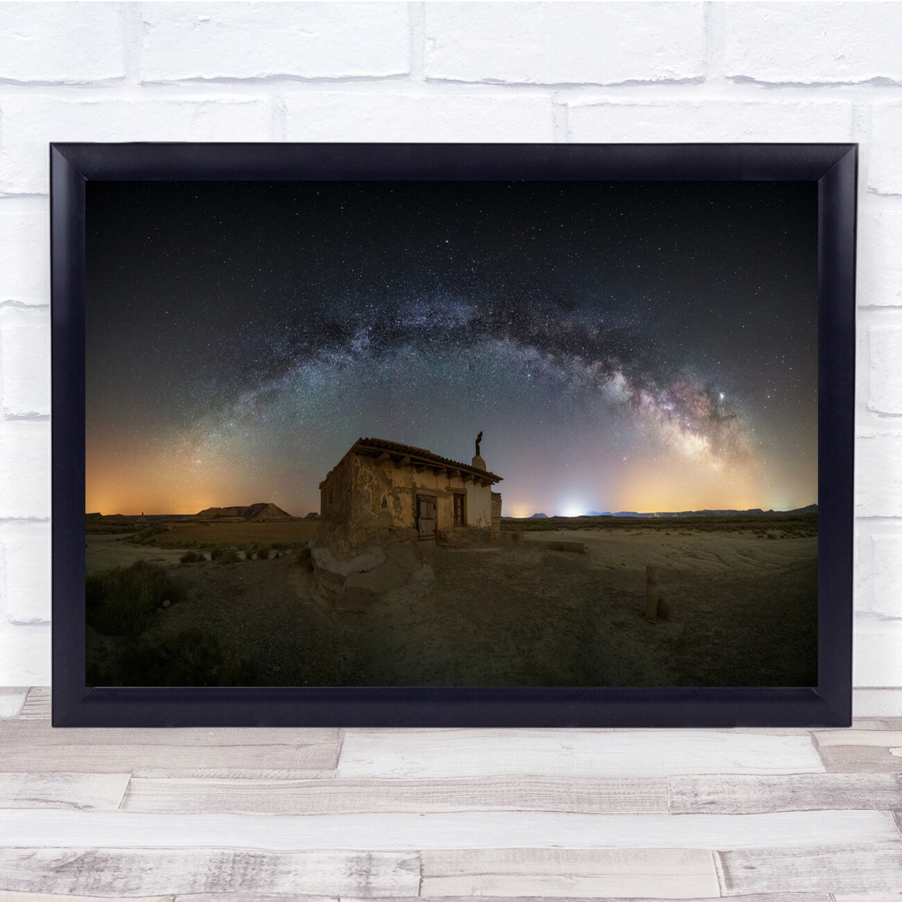 Milky Way Space Stars Building View Wall Art Print