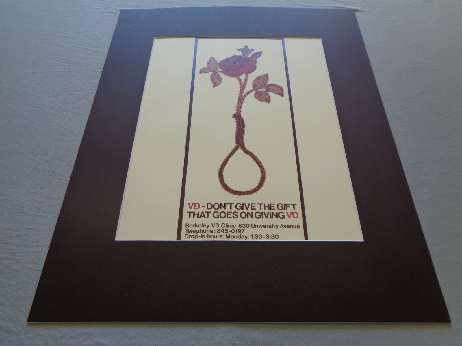 David Lance Goines VD Prevention Rose Noose Public Health Art Print Matted