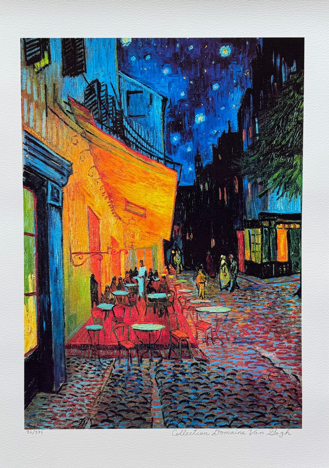 Vincent Van Gogh TERRACE CAFE Estate Signed Limited Edition Giclee Art 24″ x 16″