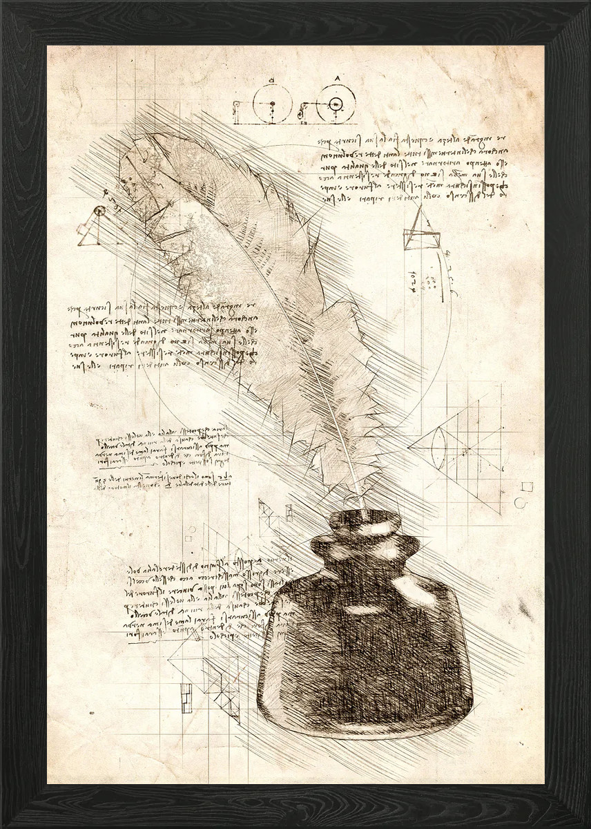 Quill and Ink Framed Wall Art Poster Canvas Print Picture