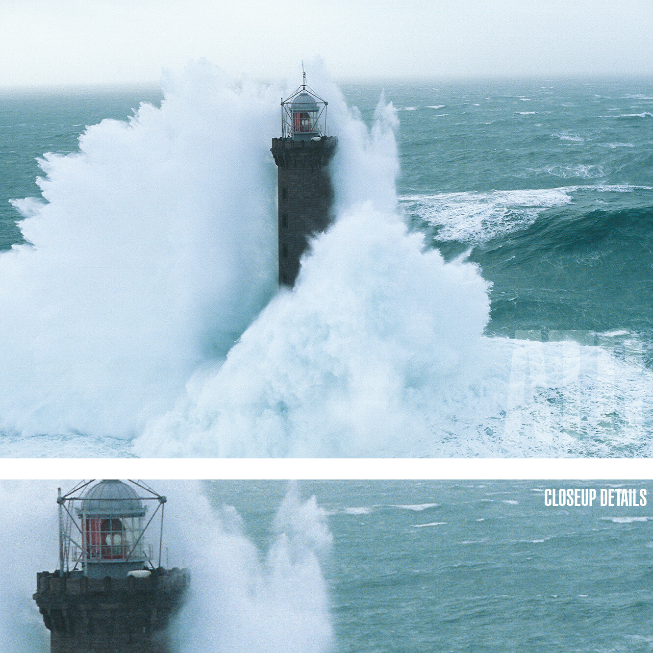 40W”x28H” PHARES DANS LA TEMPETE by JEAN GUICHARD -LIGHTHOUSE CHOICES of CANVAS