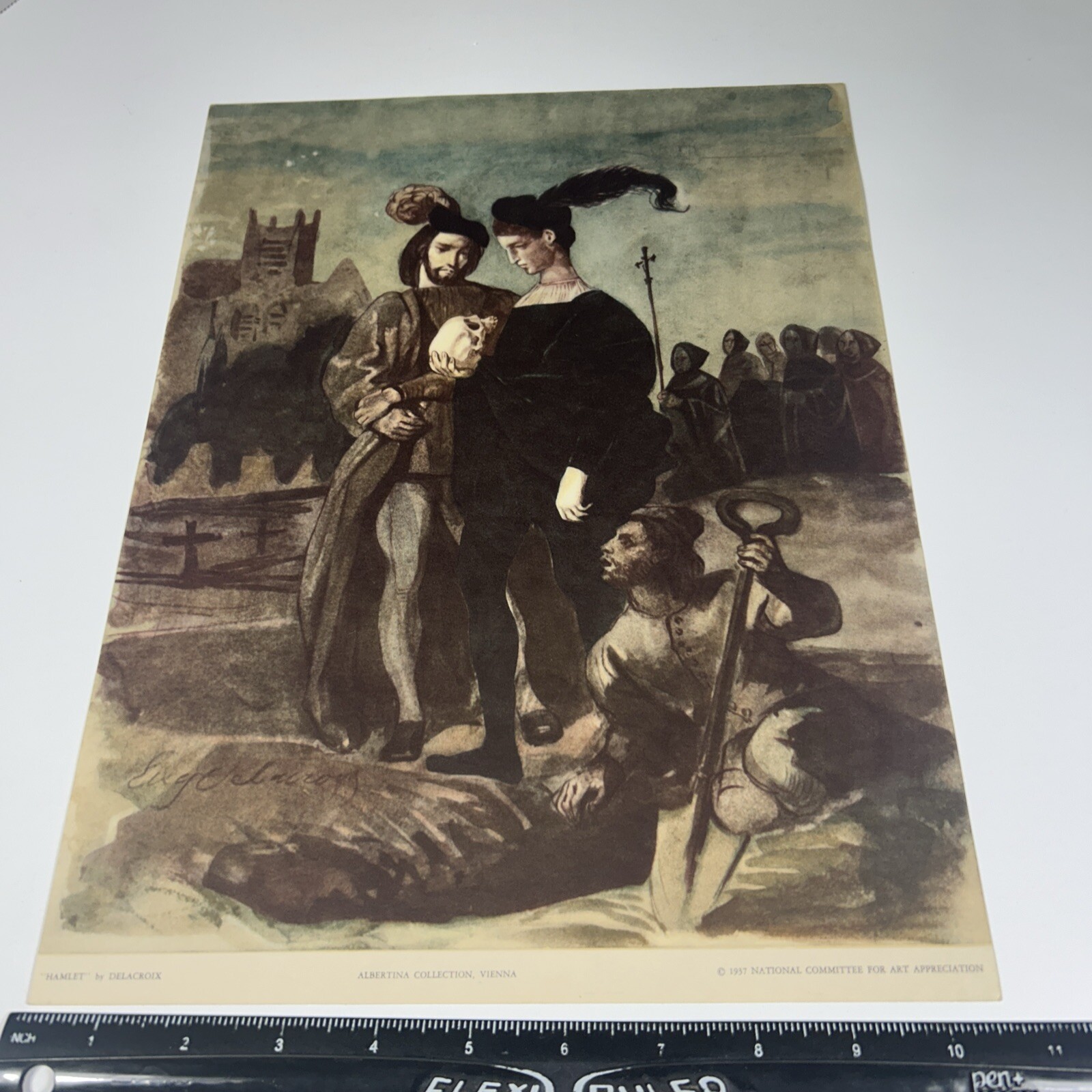 “Hamlet” by Ferdinand Delacroix Lithographic Print from 1937, 13-3/4″ x 10-3/8″