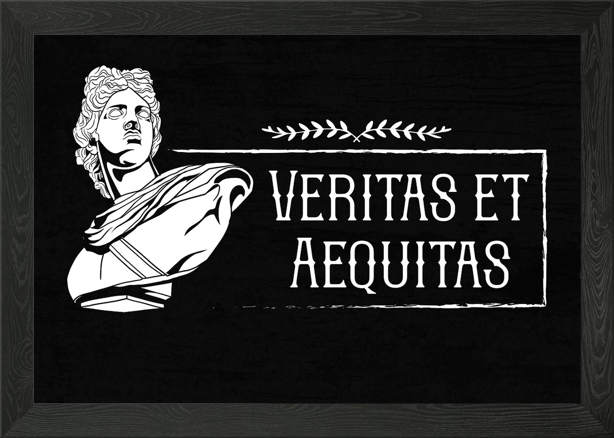 Latin Phrase – Veritas Et Aequitas Framed Wall Art Poster Canvas Print Picture