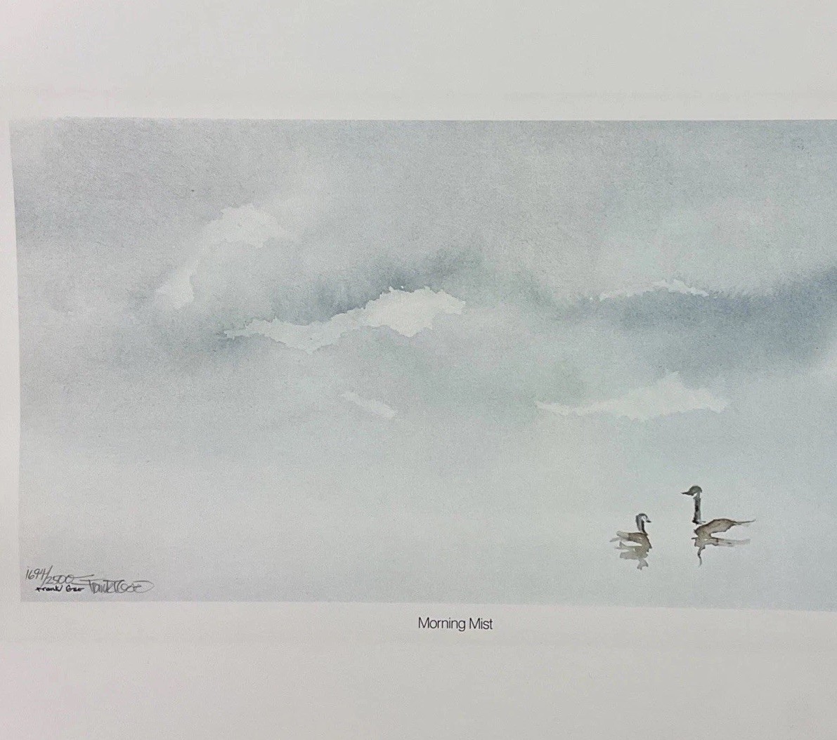 Frank Gee 1974 Lithograph Signed Morning Mist Art Ducks