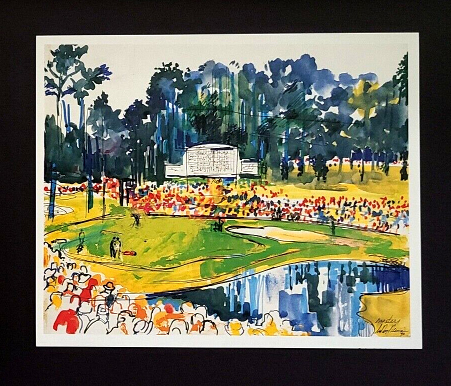 LEROY NEIMAN 1980s GOLF ART MASTERS AUGUSTA SIGNED ICONIC PRINT FRAMED