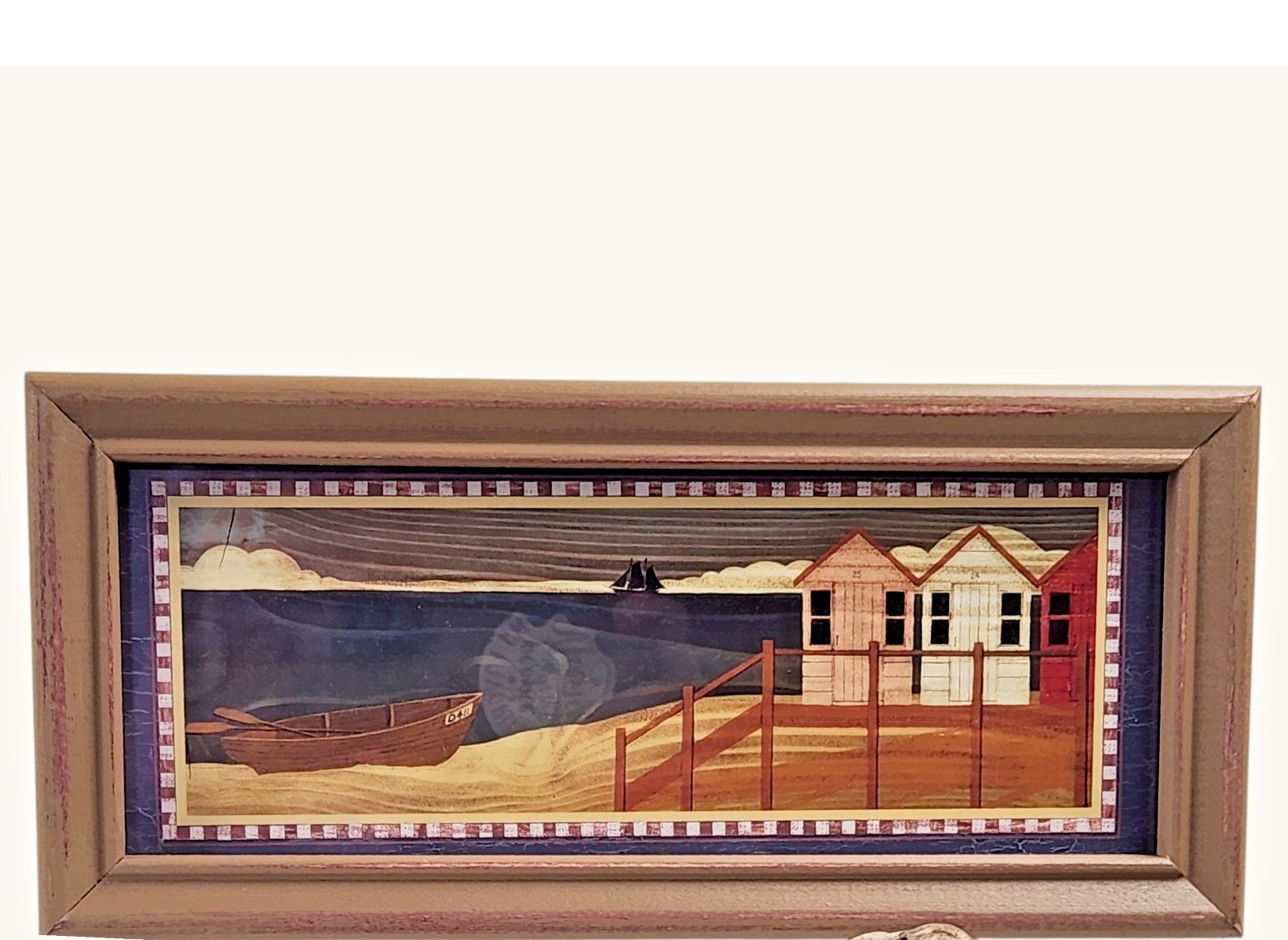 VTG Beach House Framed Print ’97 Coastal Americana USA Ready to Hang 5″X11″