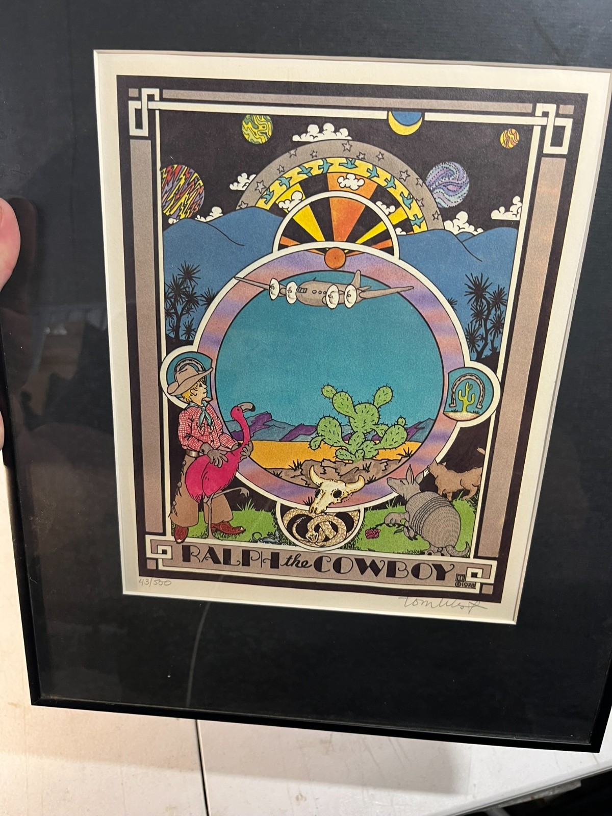 Lot of 2 Framed Southwest Art Prints Ralph The Cowboy Signed 43/500